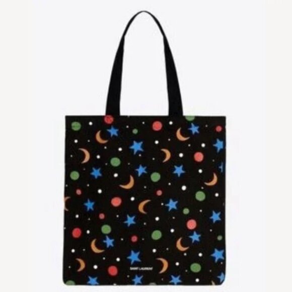 Saint Laurent Women's 100% Cotton Moon Crescent Tote Bag Made in Italy - Picture 1 of 4